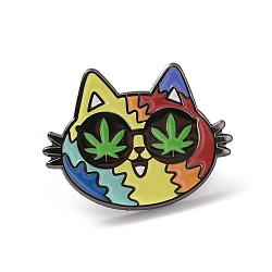Cartoon Rainbow Color Cat Shape Alloy Enamel Pin Brooch, for Backpack Clothes, Colorful, 19x25.5x1.5mm(JEWB-R268-02C)