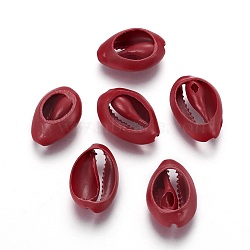 Natural Shell Beads, Dyed, Cowrie Shell, Dark Red, 15~19x10~13x6~7mm, Hole: 1~3mm(X-BSHE-L036-18C)