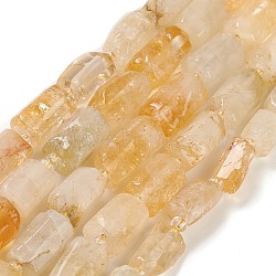 Natural Yellow Quartz Beads Strands, with Seed Beads, Faceted, Column, 5.5~7.5mm, Hole: 0.7mm, about 26~33pcs/strand, 15.67''~16.46''(39.8~41.8cm)(G-M403-B20)