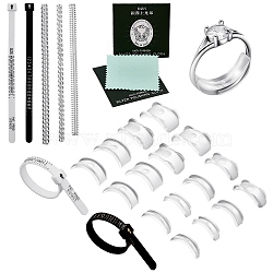 Ring Sizer Measuring Kit, Including Plastic Spring Coil, Silver Polishing Cloth, Invisible Ring Size Adjuster, UK Ring Sizer, Mixed Color, 11.45~100x0.5~11.5x0.15~3mm(TOOL-SZ0001-26)