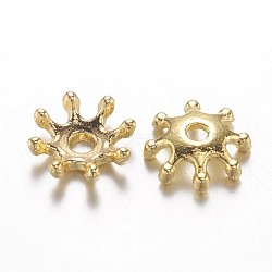 Alloy Bead Caps, Cadmium Free & Lead Free, Flower, Multi-Petal, Golden, 8x2.5mm, Hole: 1.5mm(PALLOY-G151-06G)