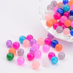 Mixed Imitation Jade Glass Round Beads, Spray Painted, 6mm, Hole: 1.3~1.6mm(X-DGLA-S076-6mm-M)
