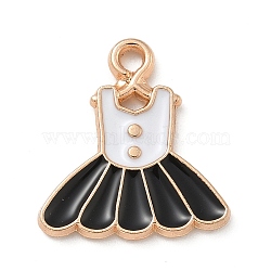 Alloy Enamel Pendants, Light Gold, Cadmium Free & Lead Free, Dress Charm, Black, 15.5x14x1.5mm, Hole: 1.5mm(ENAM-A008-06KCG-04)