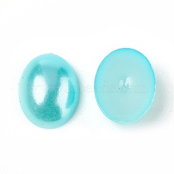 ABS Plastic Imitation Pearl Cabochons, Oval, Pale Turquoise, 8x6x2mm, about 5000pcs/bag(SACR-R755-8x6mm-Z19)