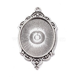 Tibetan Style Alloy Pendant Cabochon Settings, Oval, Antique Silver, 64.5x37x2.5mm, Hole: 2.5mm, Tray: 39.5x30.5mm(FIND-XCP0006-05AS)