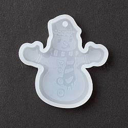 Christmas Theme DIY Snowman Pendant Silicone Molds, Resin Casting Molds, for UV Resin & Epoxy Resin Jewelry Making, White, 54x51x7mm, Hole: 2.5mm(DIY-K054-09)