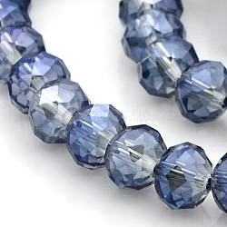 Full Rainbow Plated Faceted Rondelle Glass Beads Strands, Light Steel Blue, 10x8mm, Hole: 1mm, about 62pcs/strand, 19 inch(GLAA-A024F-FR03)