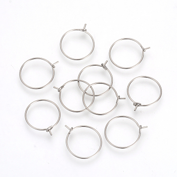 304 Stainless Steel Hoop Earrings, Stainless Steel Color, 24 Gauge, 24x20x0.5mm, Inner Diameter: 19
