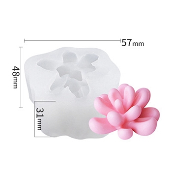 Succulent Plants Shape DIY Candle Silicone Molds, Resin Casting Molds, For UV Resin, Epoxy Resin Jewelry Making, White, 48x57x31mm