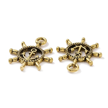 Tibetan Style Alloy Charms, Helm with Anchor, Antique Golden, 12x10x9.5mm, Hole: 5mm, about 471pcs/1000g