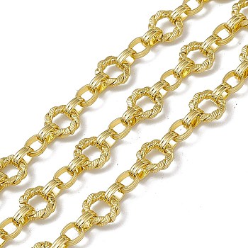 Brass Figaro Chains, with Spool, Unwelded, Long-Lasting Plated, Cadmium Free & Nickel Free & Lead Free, Real 18K Gold Plated, 11x2.5mm, 7.5x5.5x2.5mm