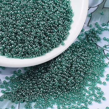 MIYUKI Round Rocailles Beads, Japanese Seed Beads, 11/0, (RR322) Transparent Emerald Luster, 2x1.3mm, Hole: 0.8mm, about 50000pcs/pound