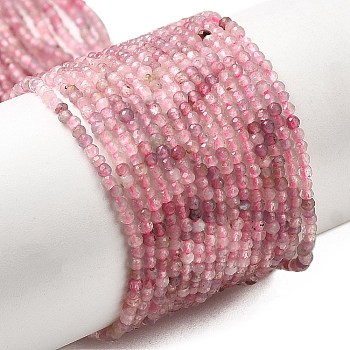 Natural Plum Blossom Tourmaline Beads Strands, Faceted, Round, 2mm, Hole: 0.7mm, about 240pcs/strand, 15.08 inch(38.3cm)