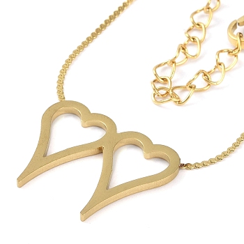 304 Stainless Steel Pendants Necklaces, Golden Tone Serpentine Chains Necklaces for Women, Heart, 14.61 inch(37.1cm), Pendant: 16x20mm