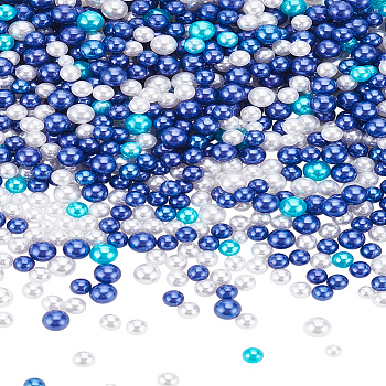 3 Bags Resin Beads, No Hole, Imitation Pearl, Round, Blue, 2.5~5mm, about 350~500pcs/bag