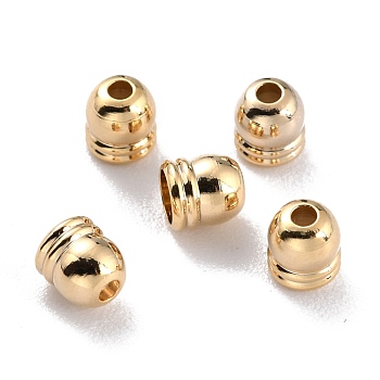 Brass Core End Caps, Long-Lasting Plated, Column, Real 24K Gold Plated, 4.5x4mm, Hole: 1.5mm, Inner Diameter: 3mm