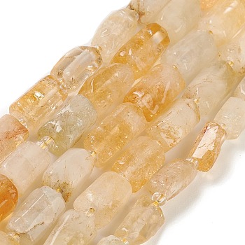 Natural Yellow Quartz Beads Strands, with Seed Beads, Faceted, Column, 5.5~7.5mm, Hole: 0.7mm, about 26~33pcs/strand, 15.67''~16.46''(39.8~41.8cm)