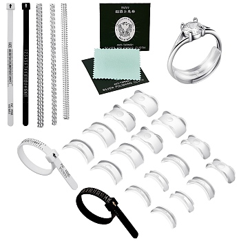 Ring Sizer Measuring Kit, Including Plastic Spring Coil, Silver Polishing Cloth, Invisible Ring Size Adjuster, UK Ring Sizer, Mixed Color, 11.45~100x0.5~11.5x0.15~3mm