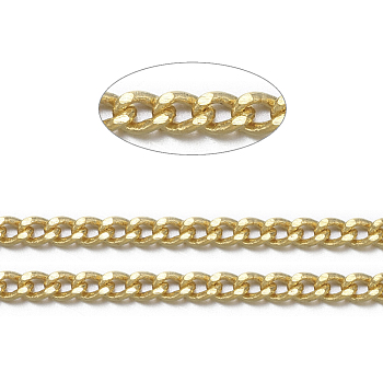 Brass Twisted Chains, Curb Chains, Diamond Cut, Soldered, Faceted, with Spool, Oval, Lead Free & Nickel Free & Cadmium Free, Golden, 2x1.5x0.45mm