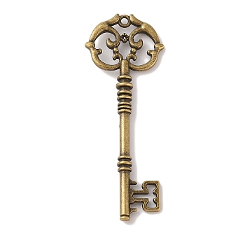 Skeleton Key Tibetan Style Alloy Big Pendants, Cadmium Free & Lead Free, Antique Bronze, 82x31x6mm, Hole: 2mm, about 90pcs/1000g