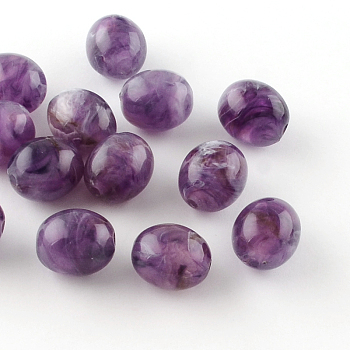 Oval Imitation Gemstone Acrylic Beads, Dark Orchid, 15x13mm, Hole: 2.5mm, about 310pcs/500g