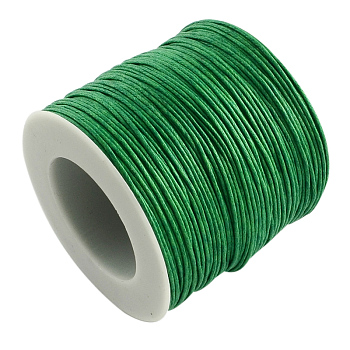 Waxed Cotton Thread Cords, Green, 1mm, about 100yards/roll(300 feet/roll)
