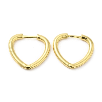 Rack Plating Brass Heart Hoop Earrings for Women, Long-Lasting Plated, Lead Free & Cadmium Free, Real 18K Gold Plated, 19x21x3mm