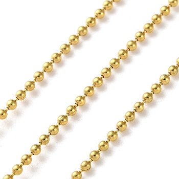 304 Stainless Steel Ball Chains, Soldered, with Spool, Ion Plating(IP), Real 18K Gold Plated, 1.5mm, about 32.81 Feet(10m)/Roll