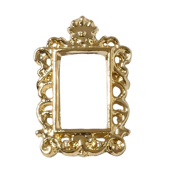 Alloy Nail Alloy Photo Frame Design, 3D Retro Hollow Nail Art Decoration Patch, Rectangle, Golden, 14x9.5x1mm