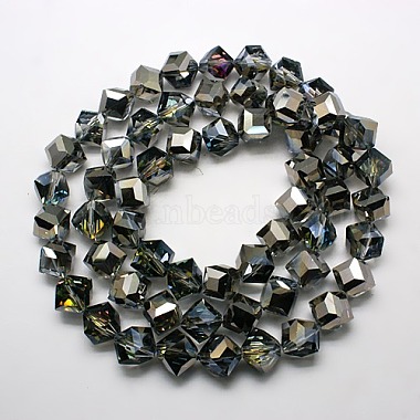 Half Plated Crystal Glass Cube Beads(X-EGLA-F023-D01)-2