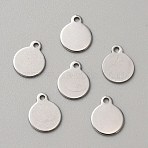 304 Stainless Steel Blank Charms, Flat Round, Stainless Steel Color, 12.5x10x0.8mm, Hole: 1.5mm(STAS-WH0022-89E-P)