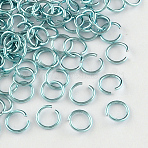 Anodized Aluminum Open Jump Rings, Round, Pale Turquoise, 20 Gauge, 6x0.8mm, Inner Diameter: 5mm, about 2150pcs/50g(X-ALUM-R005-0.8x6-24)
