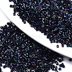 FGB 11/0 Grade A Glass Seed Beads, Cylinder, Uniform Seed Bead Size, Rainbow Plated, Prussian Blue, 1.5x1mm, Hole: 0.5mm, about 2000pcs/10g(X-SEED-S030-0604)