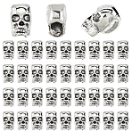 100Pcs Alloy European Beads, Large Hole Beads, Skull, Antique Silver, 12x9x7.5mm, Hole: 4mm(FIND-FH0011-86)