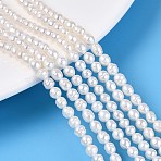 Natural Cultured Freshwater Pearl Beads Strands, Rice, Creamy White, 3~4.5x3.5~4mm, Hole: 0.3~0.5mm, about 94~107pcs/strand, 15.28~15.47''(38.8~39.3cm)(PEAR-T006-22)