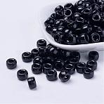 Opaque Acrylic European Large Hole Beads, Barrel, Black, 9x6mm, Hole: 4mm, about 1900pcs/500g(PL338-45)