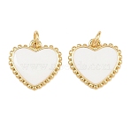 Brass Enamel Pendants, Heart Charms, Long-Lasting Plated, Rack Plating, Lead Free & Cadmium Free, Real 18K Gold Plated, White, 15x16x1.8mm, Hole: 3.5mm(KK-L275-70A-G)