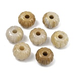 Natural Topaz Jade Carved Beads, Large Hole Pumpkin Beads, 25x17~18mm, Hole: 7mm(GG-CBA02C4-07C)