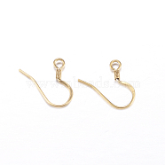 Ion Plating(IP) 304 Stainless Steel French Earring Hooks, Flat Earring Hooks, Ear Wire, with Horizontal Loop, Golden, 14x17x2mm, Hole: 2mm, Pin: 0.7mm(X-STAS-N0013-15G)