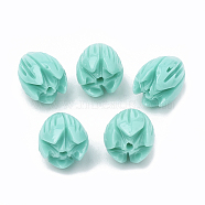 Dyed Synthetic Coral Beads, Jasmine Flower, Turquoise, 8~8.5x6.5~7mm, Hole: 1mm(CORA-N002-B-04D)