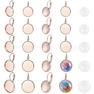 DIY Earring Making, with Brass Leverback Earring Findings and Half Round Clear Glass Cabochons, Rose Gold, 27x14/16/18/20/22mm, Pin: 1mm, 50pcs/set(DIY-PH0027-23)