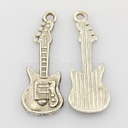 Tibetan Style Alloy Pendant, Guitar, Lead Free and Cadmium Free, Antique Silver, 31x11x2mm, Hole: 2mm(LFH20152Y)