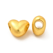 Rack Plating Alloy European Beads, Large Hole Beads, Lead Free & Cadmium Free & Nickel Free, Heart, Matte Gold Color, 10x11x7mm, Hole: 4mm(PALLOY-F287-38MG)
