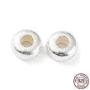 925 Sterling Silver Beads, Rondelle, Silver, 3.4x1.8mm, Hole: 1.2mm(STER-K174-02B-S)