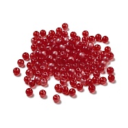 6/0 Transparent Glass Seed Beads, Round Hole, Rondelle, Red, 4~4.5x3~4mm, Hole: 0.8~1.5mm(SEED-P005-C01)