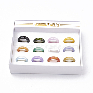 Natural Agate Rings, Dyed, Mixed Color, Size 7~8(17~18mm), 12pcs/box(RJEW-S042-04-B)
