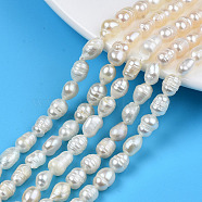 Natural Cultured Freshwater Pearl Beads Strands, with Screw Thread, Rice, Seashell Color, 6~12x5.5~6.5mm, Hole: 0.7mm, about 43~45pcs/strand, 13.78 inch~14.13 inch(35cm~35.9cm)(X-PEAR-N012-05E)