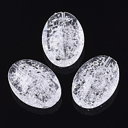 Transparent Crackle Acrylic Beads, Oval, Clear, 32x23x11mm, Hole: 1.5mm, about 130pcs/500g(CACR-N003-33)