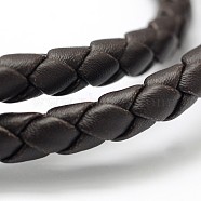Braided Imitation Leather Cord, Coconut Brown, about 10yards/roll, 5~6mm(LC-D051-B-07)
