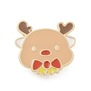 Christmas Theme Cartoon Alloy Brooches, Enamel Pins, Deer, 27x29mm(JEWB-A025-01B)